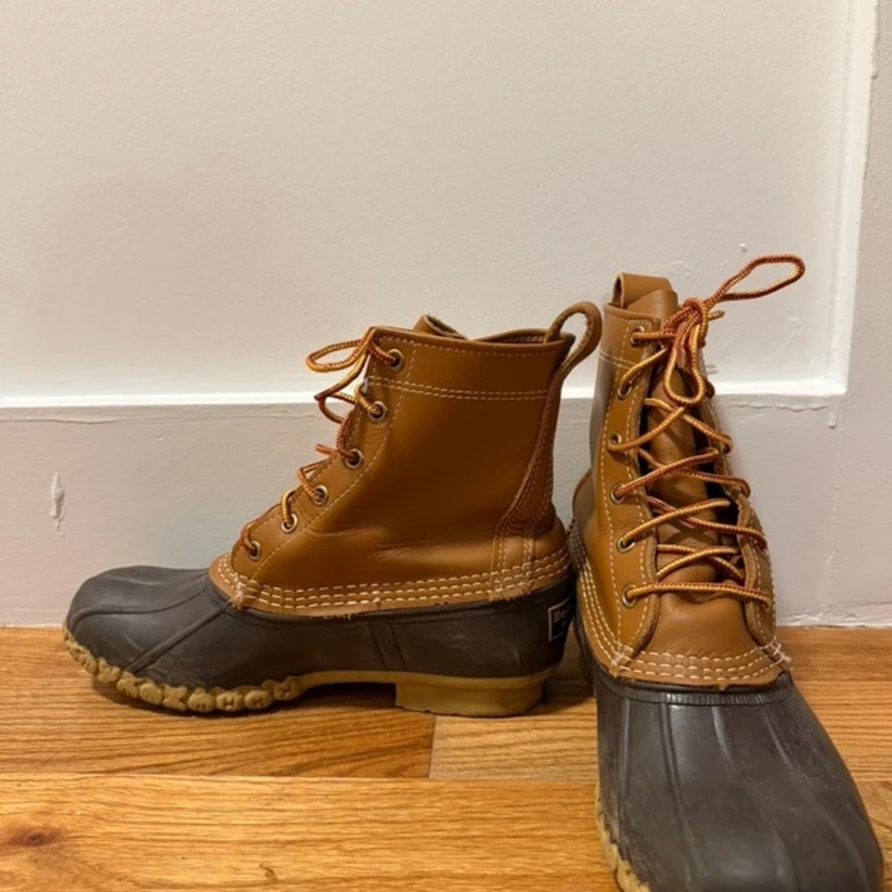 Women's Tan and Black Heeled Boots